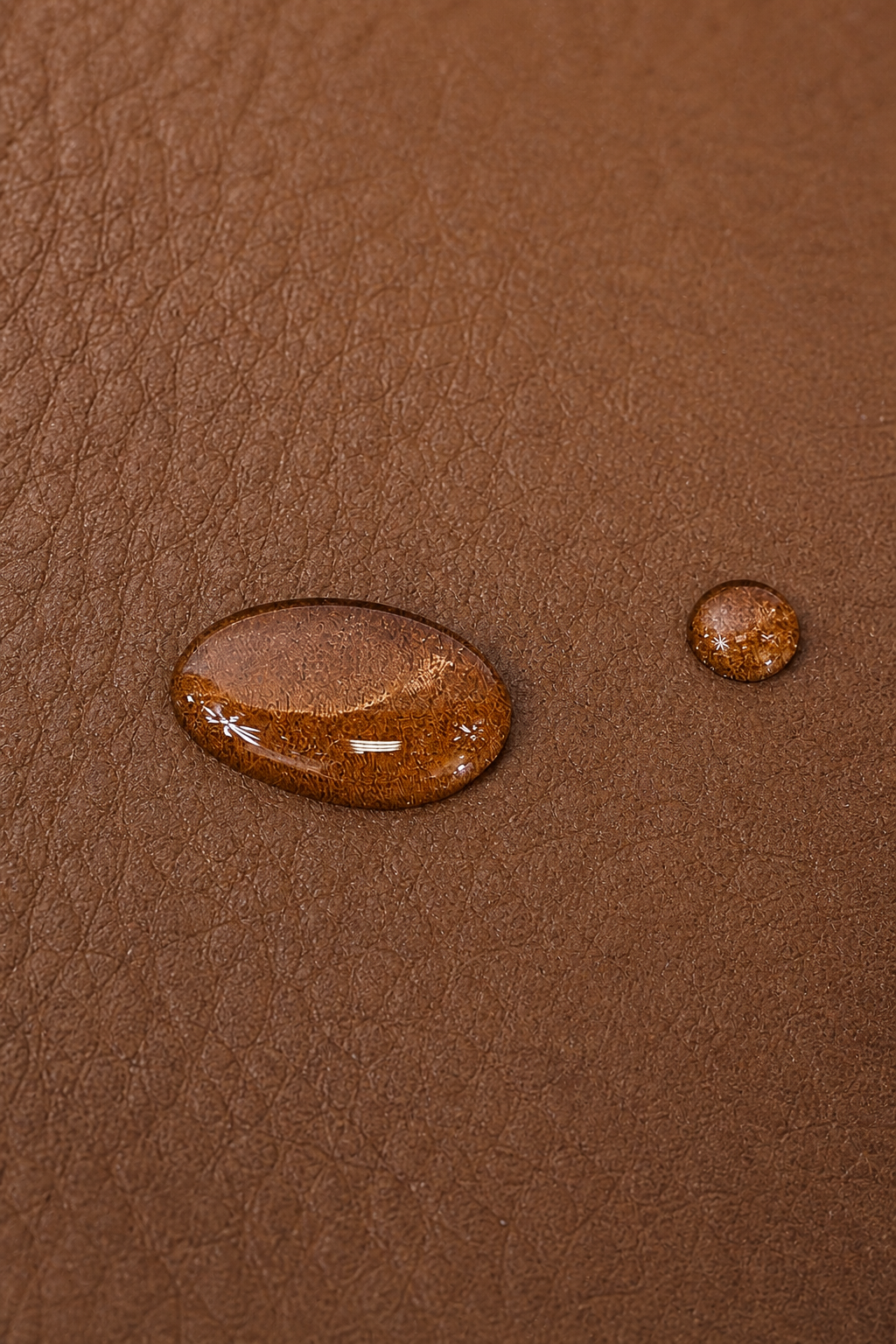 Weekender MM055 in Cognac – Wasserperlen auf der wasserabweisenden Lederoberfläche